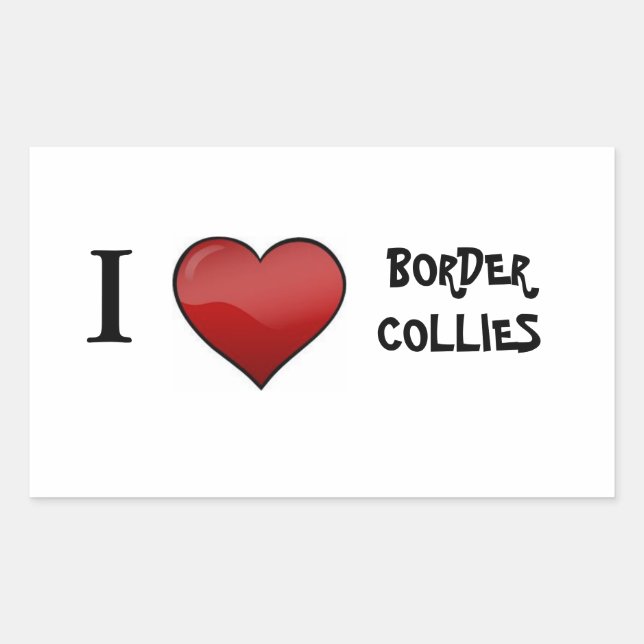 I Love Border Collies stickers (Front)