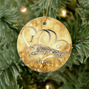 I Love Borzoi Christmas Ornament