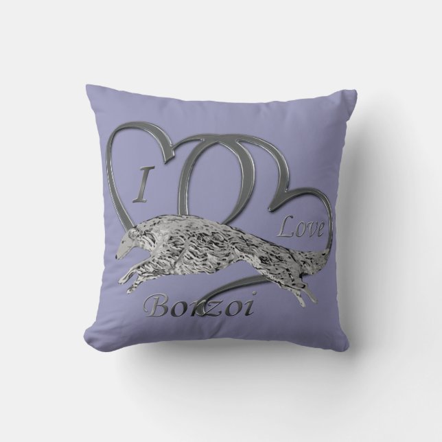 I Love Borzoi Pillow (Front)