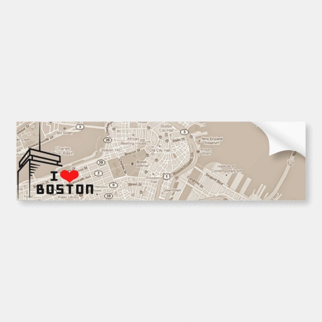 I Love Boston Bumper Sticker (Front)