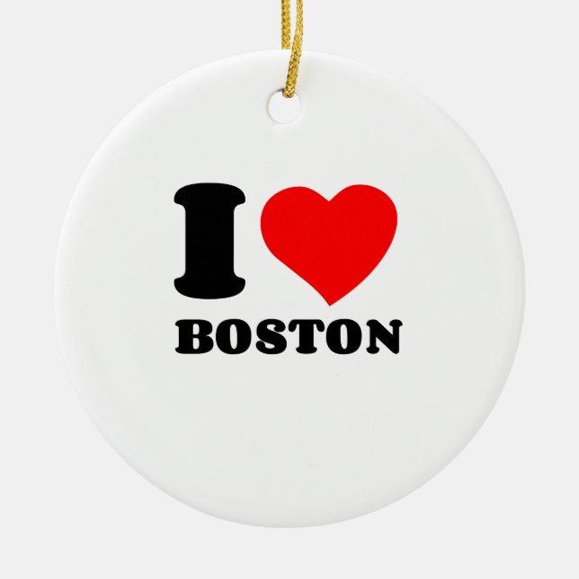 I LOVE BOSTON CERAMIC ORNAMENT (Front)