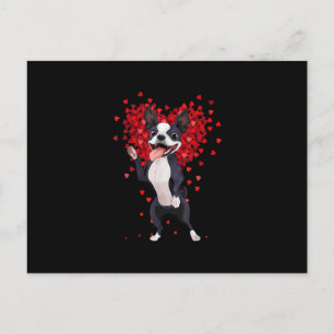 I Love Boston Terrier Funny Heart Valentine Gift Postcard