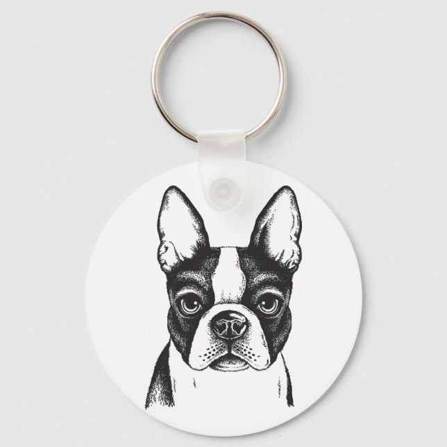 I love Boston Terriers  Keychain (Front)