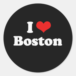 I Love Boston Tshirt White Tshirt Classic Round Sticker