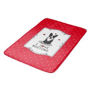 I Love Bostons Boston Terriers (black & white) Bath Mat