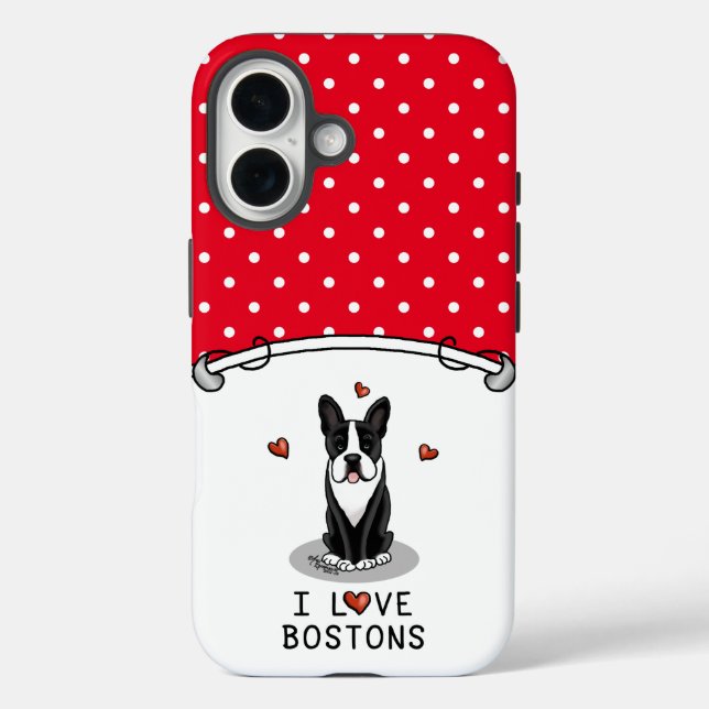 I Love Bostons - Boston Terriers (black & white) Case-Mate iPhone Case (Back)