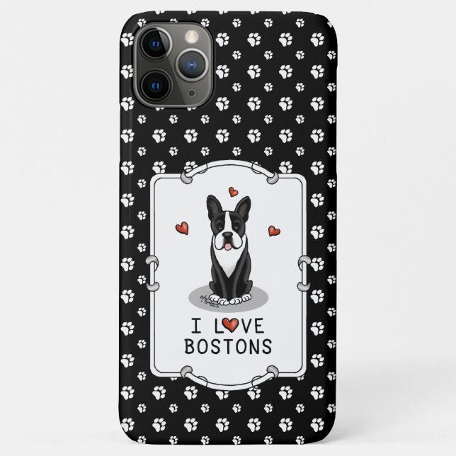 I Love Bostons Boston Terriers (black & white) Case-Mate iPhone Case (Back)