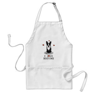 I Love Bostons Boston Terriers (black & white) Standard Apron