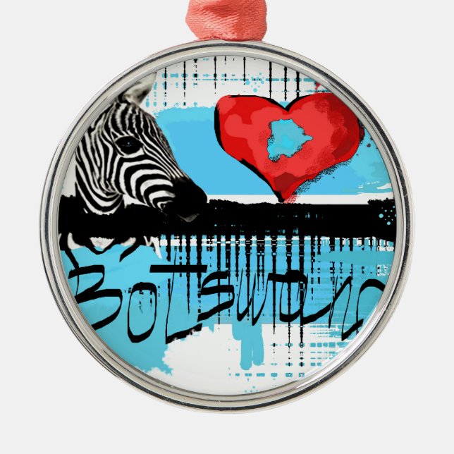 I love Botswana Metal Ornament (Front)