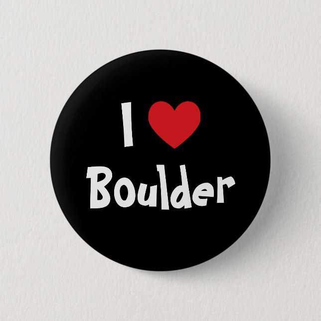 I Love Boulder 2 Inch Round Button (Front)