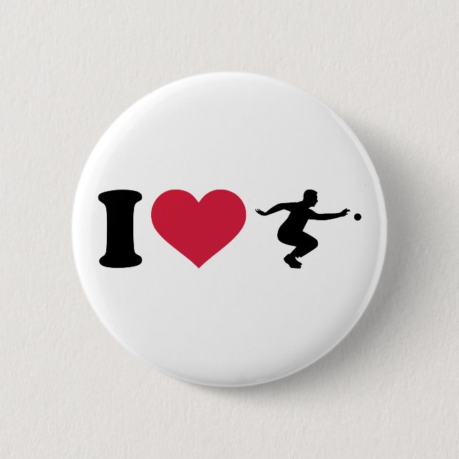 I love Boule Boccia Player 2 Inch Round Button (Front)
