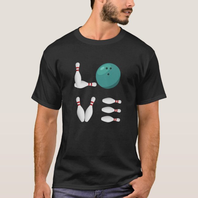I Love Bowling Ball - Funny Bowling T-Shirt (Front)