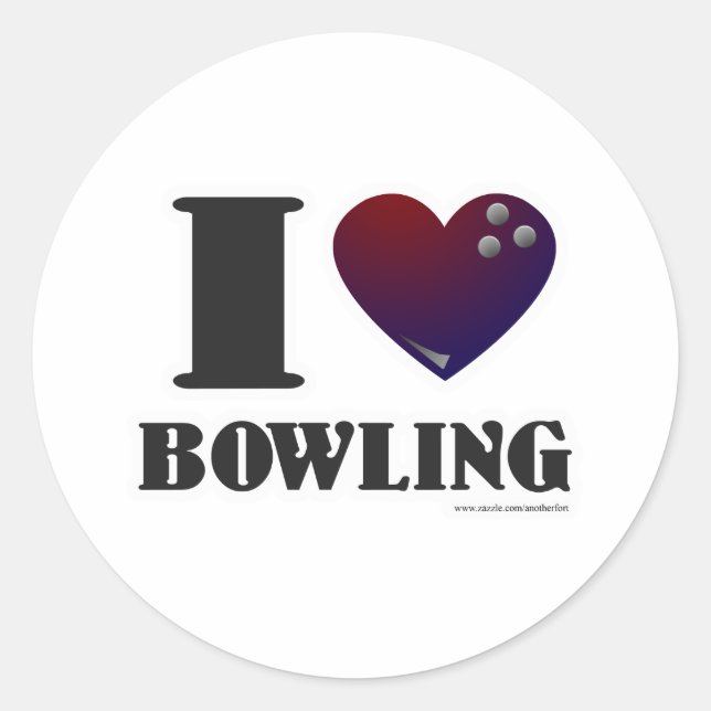 I love Bowling Classic Round Sticker (Front)