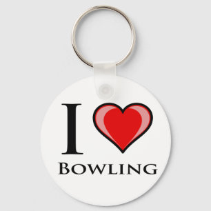 I Love Bowling Keychain