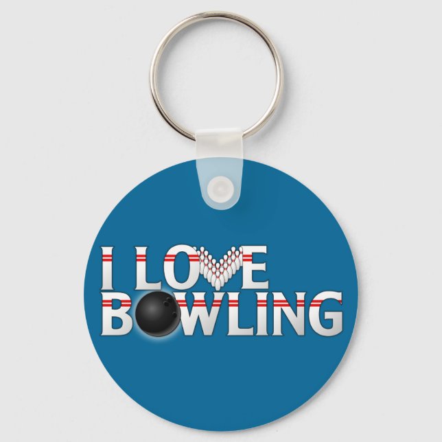 I Love Bowling Keychain (Front)