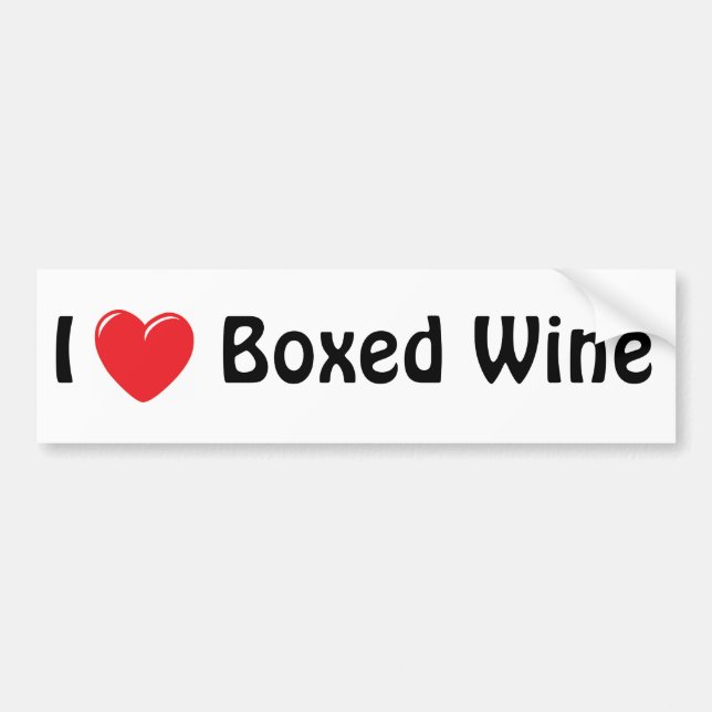 I Love Boxed Wine Bumper Sticker (Front)