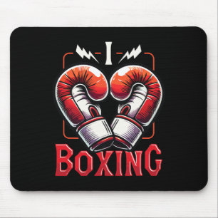 I Love Boxing Red Boxing Gloves Heartshape Love Bo Mouse Pad