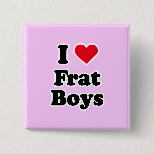 I love boys 2 inch square button (Front)