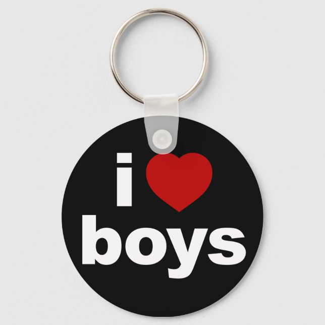 I Love Boys Black Keychain (Front)