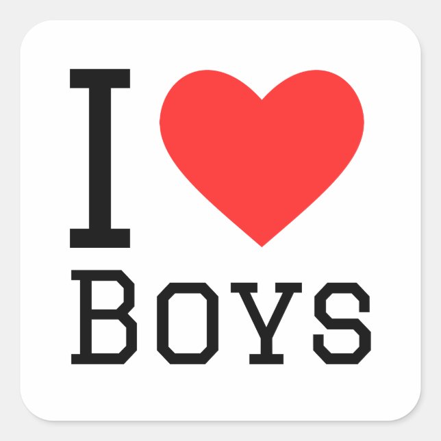 I love boys square sticker (Front)