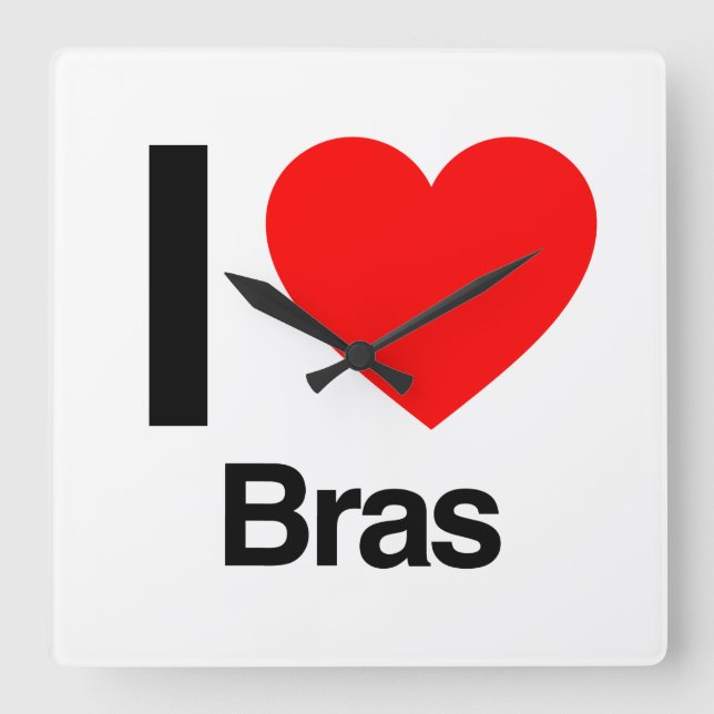 i love bras square wall clock (Front)