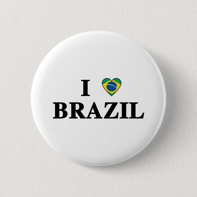I Love Brazil 2 Inch Round Button (Front)