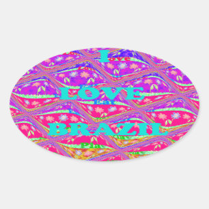 I love Brazil: Beautiful Samba traditional colours Oval Sticker