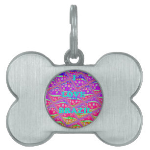 I love Brazil: Beautiful Samba traditional colours Pet ID Tag