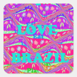 I love Brazil: Beautiful Samba traditional colours Square Sticker