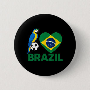 I Love Brazil Brazilian Flag Heart Women Kids 2 Inch Round Button