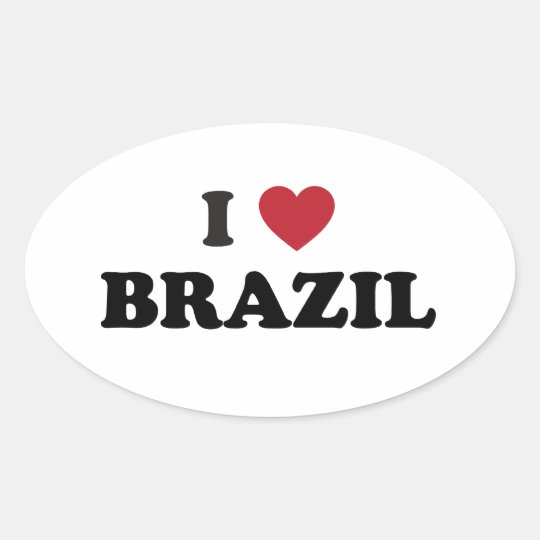 I Love Brazil Oval Sticker