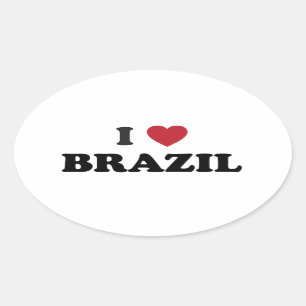 I Love Brazil Oval Sticker