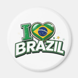 I Love Brazil Patriotic Soccer Fan Brazilian Magnet