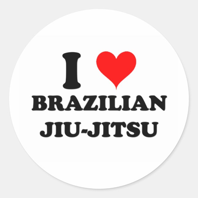 I Love Brazilian Jiu-Jitsu Classic Round Sticker (Front)