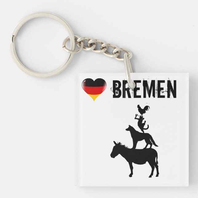 I love Bremen with the Four Musicians Key Chain (Front)