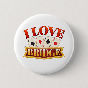 I Love Bridge Card Game Player 2 Inch Round Button