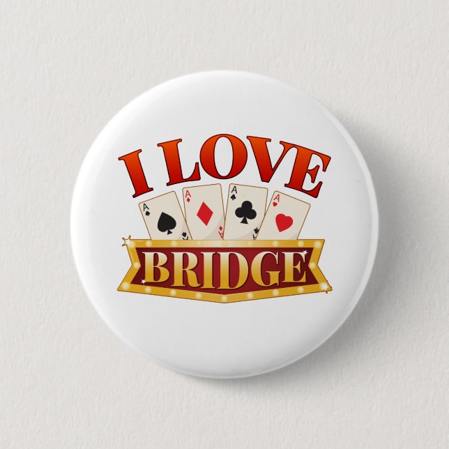 I Love Bridge Card Game Player 2 Inch Round Button (Front)