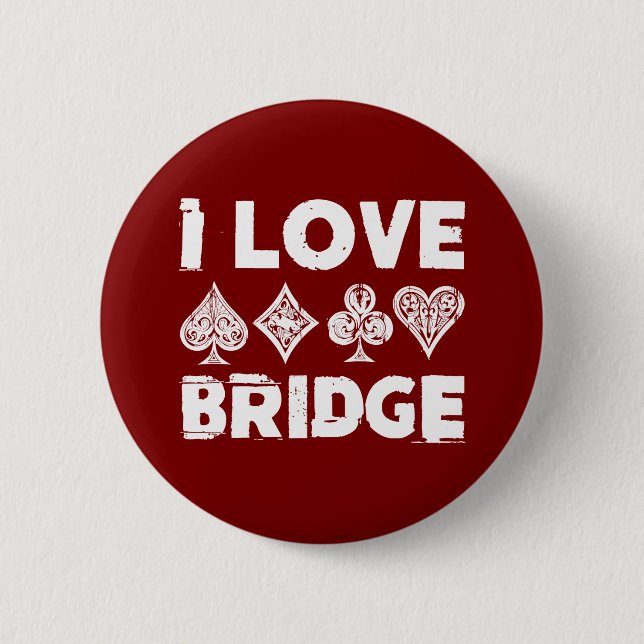 I Love Bridge Card Game Player 2 Inch Round Button (Front)