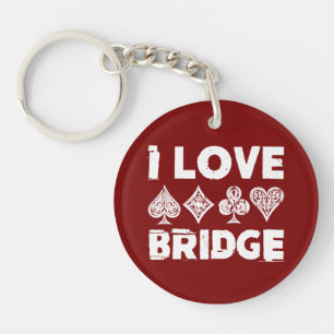 I Love Bridge Card Game Player Keychain