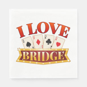 I Love Bridge Card Game Player Napkin