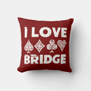I Love Bridge Card Game Player Throw Pillow