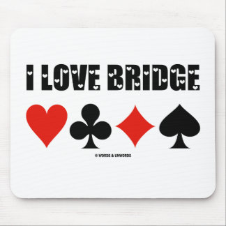 I Love Bridge (Four Card Suits) Mouse Pad