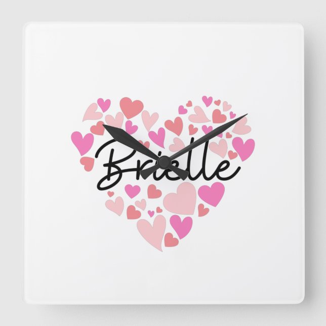 I love Brielle Square Wall Clock (Front)