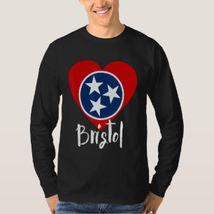 I Love Bristol Tennessee TN State Flag Heart Vacat T-Shirt