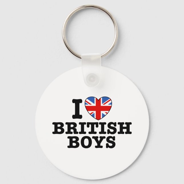 I Love British Boys Keychain (Front)