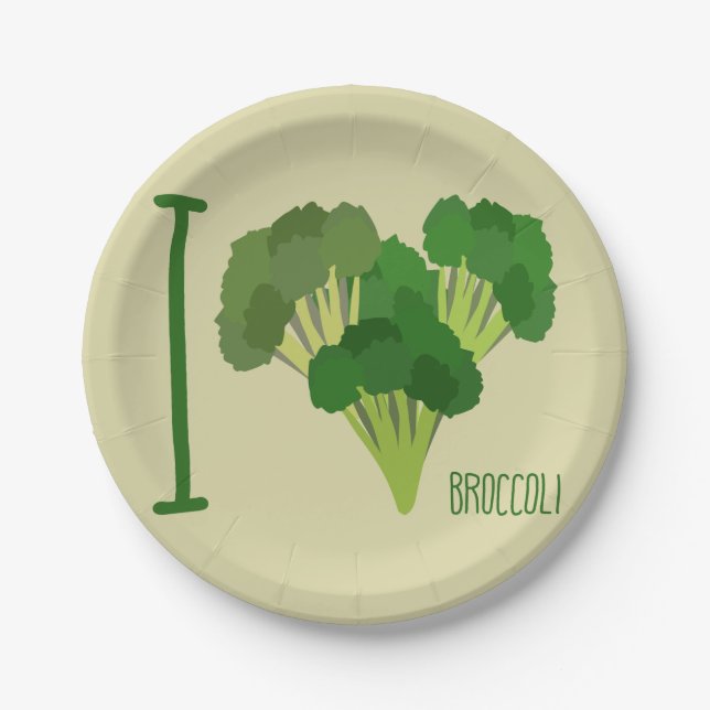 I Love Broccoli Paper Plate (Front)