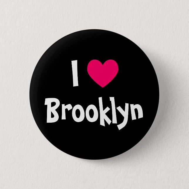 I Love Brooklyn 2 Inch Round Button (Front)