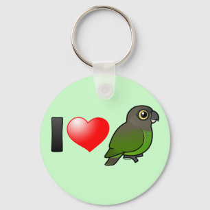 I Love Brown-headed Parrots Keychain