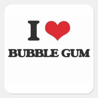 I Love Bubble Gum Square Sticker