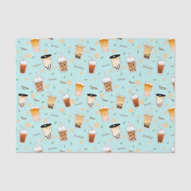 I love bubble tea blue tissue paper (Front)
